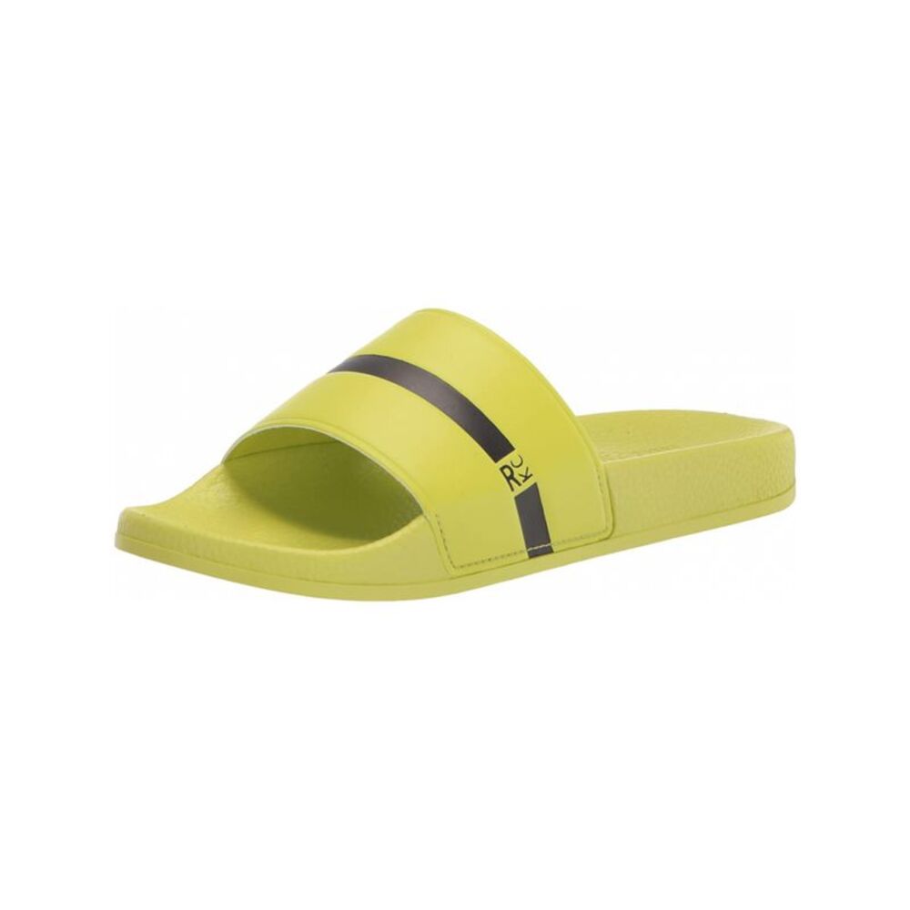 REACTION KENNETH COLE Mens Green Stripe Screen Print 2.0 Slide Sandals Shoes 9 M